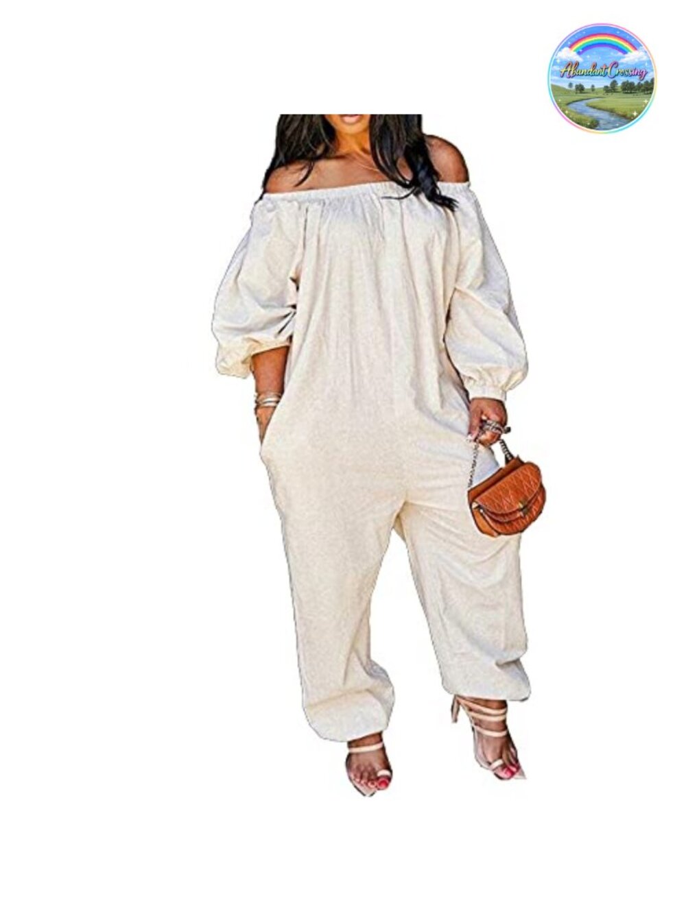 Women's Loose Fit Off Shoulder Long Sleeve Jumpsuit Romper with Pockets Plus